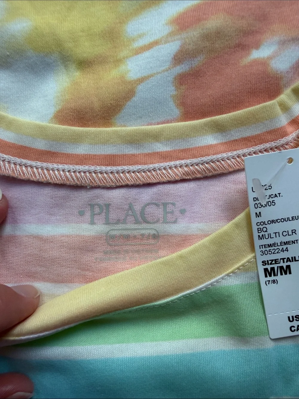 NWT 2 Girls' Rainbow Stripe & Tie-Dye Short Sleeve Tops flutter sleeve size M